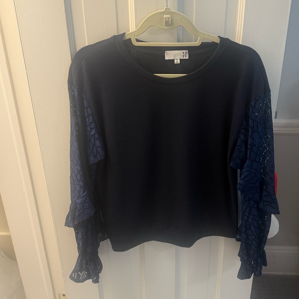 RODE by Anthropologie Navy Blue Top